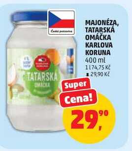 MAJONÉZA, TATARSKÁ OMÁČKA KARLOVA KORUNA, 400 ml