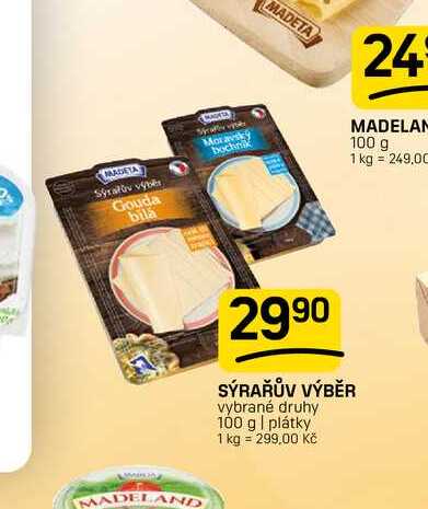 SÝRAŘŮV VÝBĚR vybrané druhy 100 g | plátky