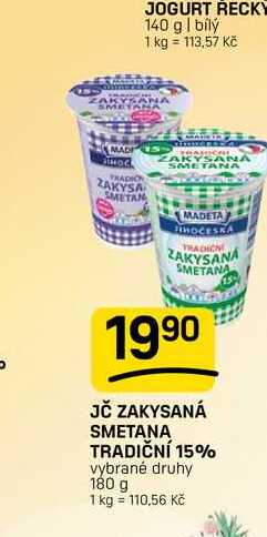 JČ ZAKYSANÁ SMETANA TRADIČNÍ 15% vybrané druhy 180 g
