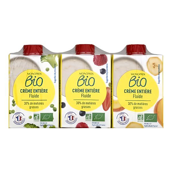 Monoprix BIO Smetana 30% UHT (3x 200 ml)