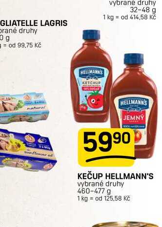 KEČUP HELLMANN'S vybrané druhy 460-477 g