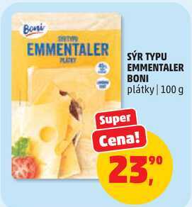 EMMENTALER BONI plátky, 100 g