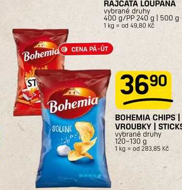 BOHEMIA CHIPS | VROUBKY | STICKS vybrané druhy 120-130 g