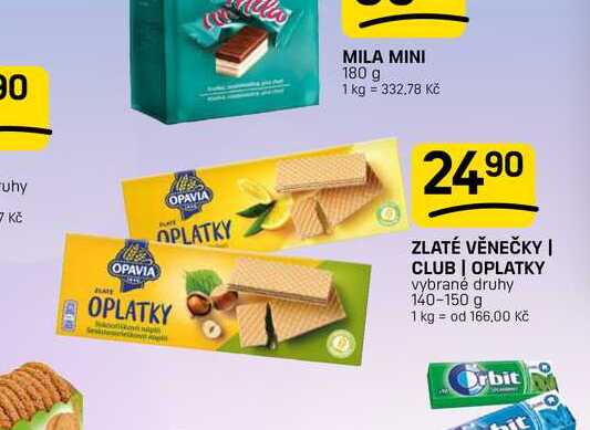 ZLATÉ VĚNEČKY | CLUB | OPLATKY vybrané druhy 140-150 g