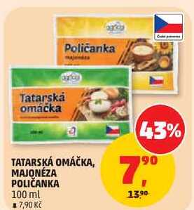TATARSKÁ OMÁČKA, MAJONÉZA POLIČANKA, 100 ml