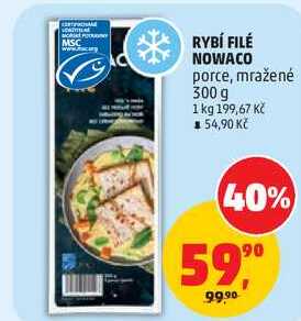 RYBÍ FILÉ NOWACO porce, mražené, 300 g 