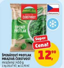 ŠPENÁTOVÝ PROTLAK MRAZIVÁ ČERSTVOST mražený, 450 g