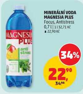 MINERÁLNÍ VODA MAGNESIA PLUS Focus, 0,7 l 