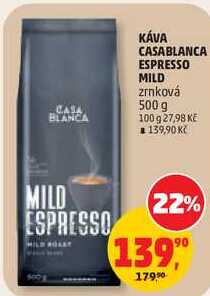KÁVA CASABLANCA ESPRESSO MILD zrnková, 500 g