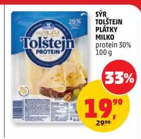 SÝR TOLŠTEJN PLÁTKY MILKO protein 30%, 100 g