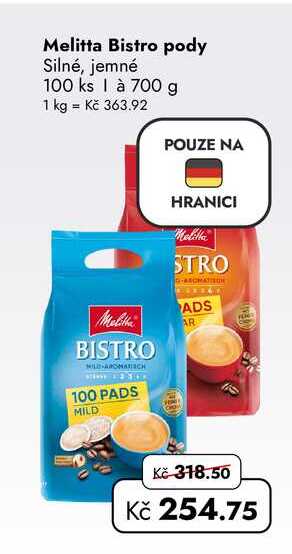 Melitta Bistro pody Silné, jemné 100 ks 1 à 700 g
