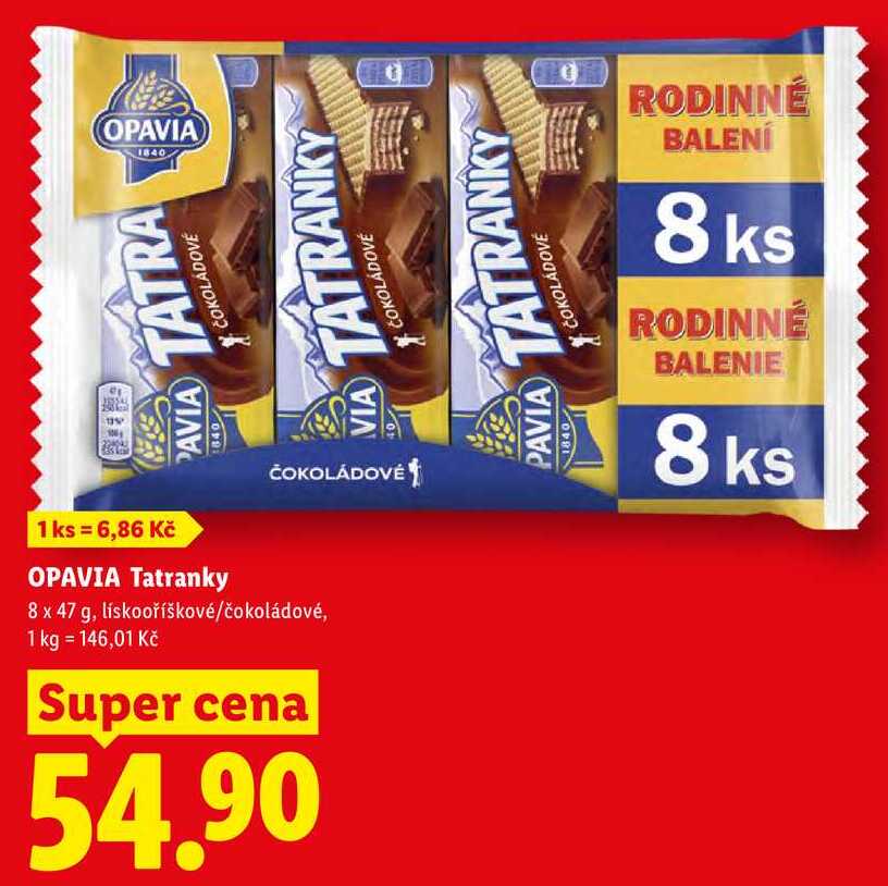 OPAVIA Tatranky, 8 x 47 g, lískooříškové/čokoládové
