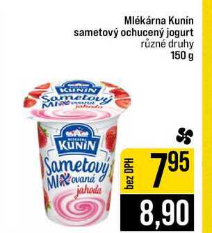 Mlékárna Kunín sametový ochucený jogurt různé druhy 150 g