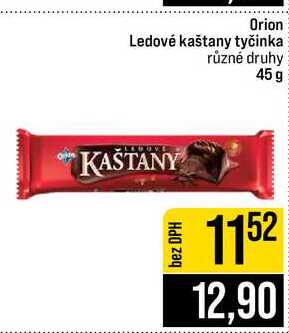 Orion Ledové kaštany tyčinka různé druhy 45 g v akci