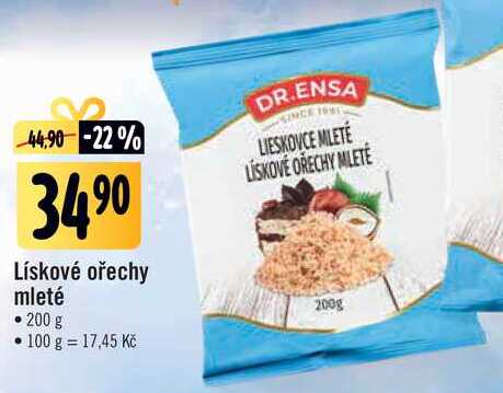Lískové ořechy mleté, 200 g