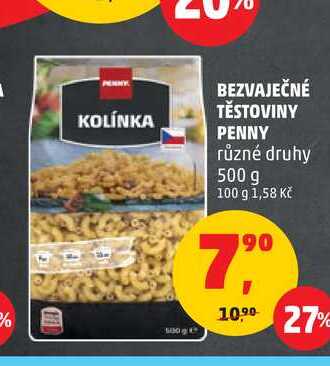 BEZVAJEČNÉ TĚSTOVINY PENNY, 500 g