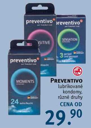 PREVENTIVO lubrikované kondomy, různé druhy 