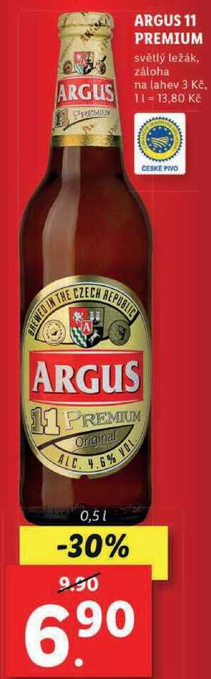 ARGUS 11 PREMIUM světlý ležák, 0,5 l
