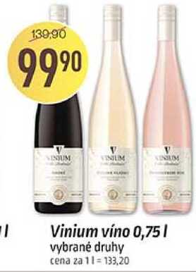 Vinium vino 0,75l vybrané druhy