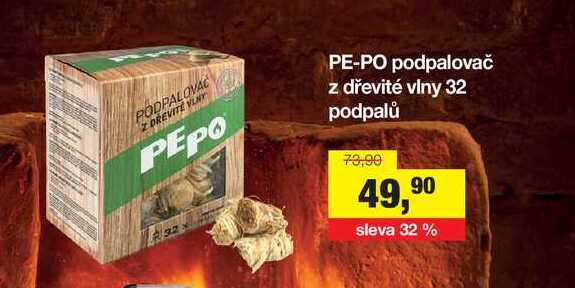 PE-PO podpalovač z dřevité vlny 32 podpalů
