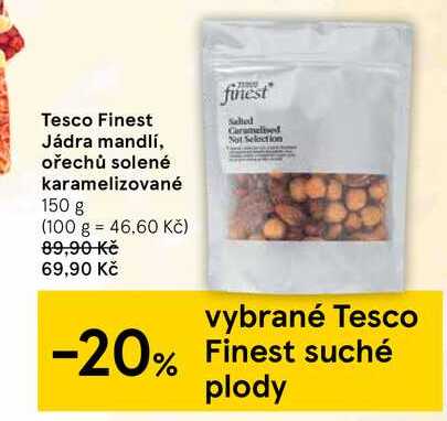 Tesco Finest Jádra mandlí, ořechů solené karamelizované 150 g
