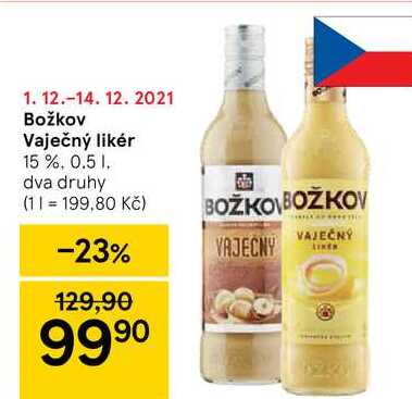 Božkov Vaječný likér 15 %. 0.5 1