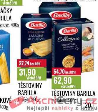 BARILLA TĚSTOVINY BARILLA 250 31,90 / 500 g 62,90