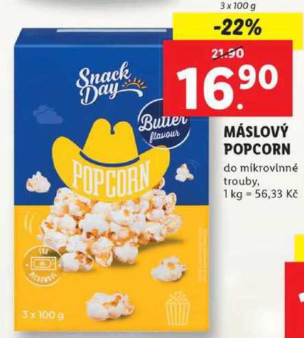 MÁSLOVÝ POPCORN do mikrovlnné trouby, 3x 100 g