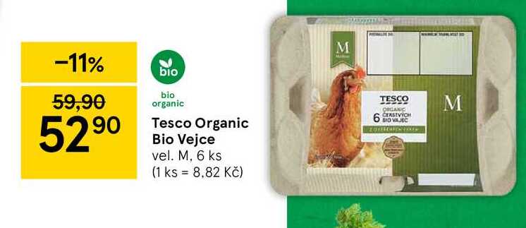 Tesco Organic Bio Vejce vel. M, 6 ks