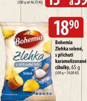 Bohemia Zlehka solené, s příchutí karamelizované cibulky, 65 g 