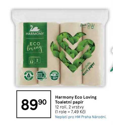 Harmony Eco Loving Toaletní papír 12 rolí