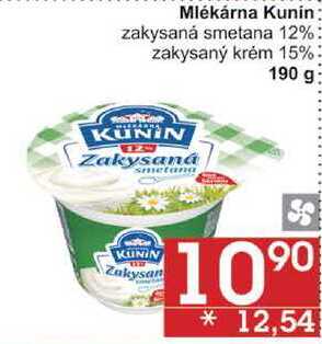 Mlékárna Kunin zakysaná smetana 12%, 190 g 