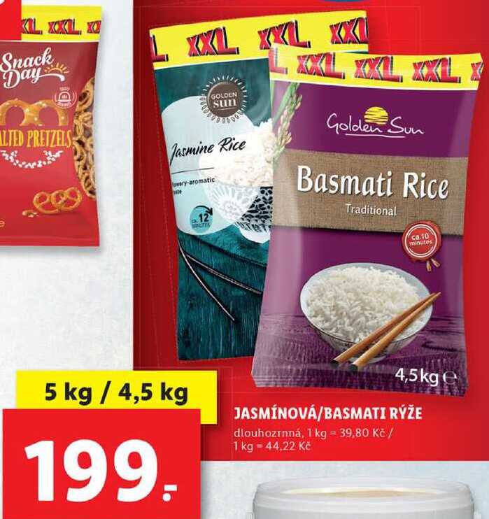 JASMÍNOVÁ/BASMATI RÝŽE dlouhozrnná, 5 kg/4,5 kg