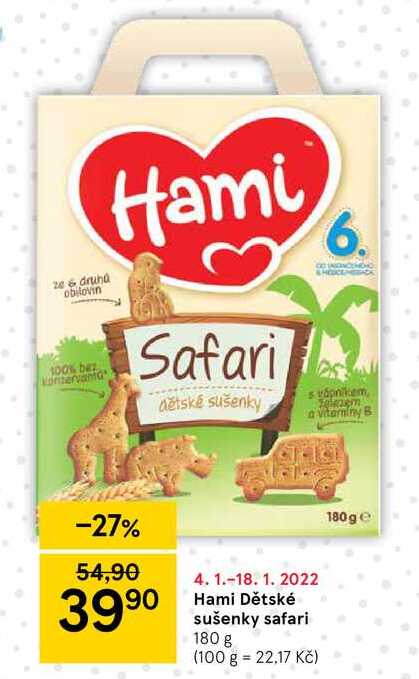 Hami Dětské sušenky safari 180 g