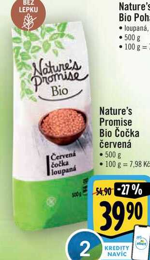 Nature's Promise Bio Čočka červená, 500 g