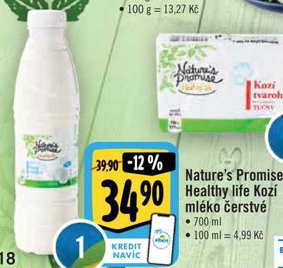 Nature's Promise Healthy life Kozí mléko čerstvé, 700 ml
