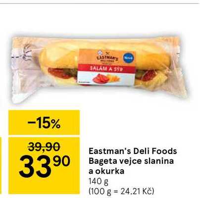 Eastman's Deli Foods Bageta vejce slanina a okurka 140 g