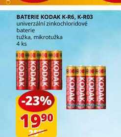 BATERIE KODAK K-R6, K-R03 univerzální zinkochloridové baterie tužka, mikrotužka 4 ks 