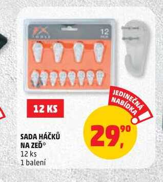 SADA HÁČKŮ NA ZEĎ 12 ks, 1 balení