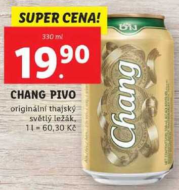 CHANG PIVO originální thajský světlý ležák, 330 ml