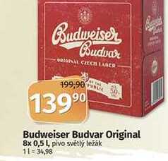 Budweiser Budvar Original 8x 0,5l pivo světlý ležák 