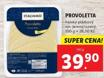 PROVOLETTA italský plátkový sýr, jemný/uzený, 140 g