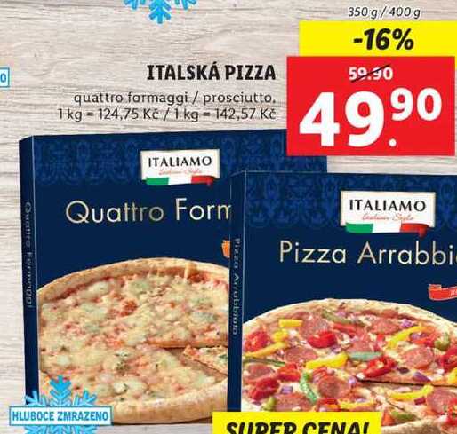 ITALSKÁ PIZZA quattro formaggi / prosciutto, 350 g/400 g