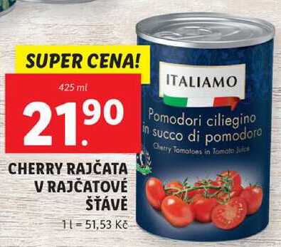 ARCHIV | CHERRY RAJČATA V RAJČATOVÉ ŠŤÁVĚ, 425 ml v akci platné do: 13. ...