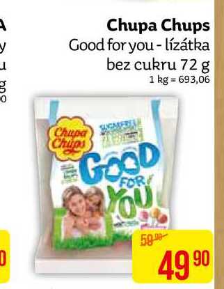 Chupa Chups Good for you - lízátka bez cukru, 72 g