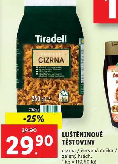 LUŠTĚNINOVÉ TĚSTOVINY cizrna / červená čočka / zelený hrách, 250 g