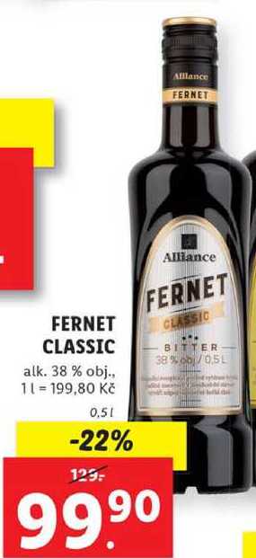 FERNET CLASSIC alk. 38 % obj., 0,5 l