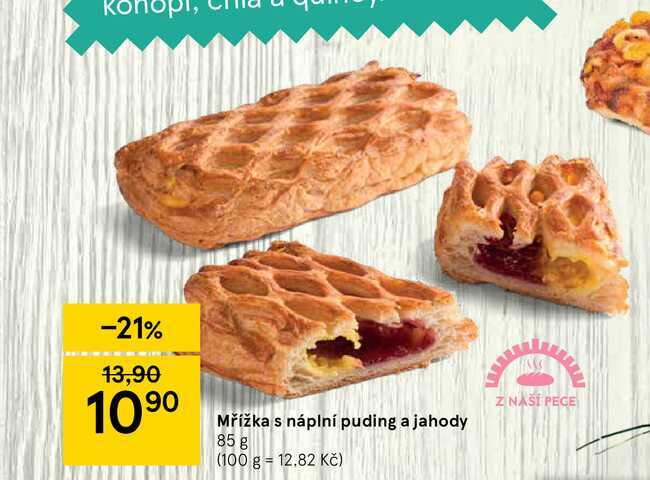 Mřížka s náplni puding a jahody 85 g