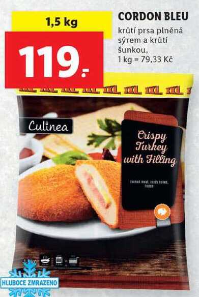 CORDON BLEU krůtí prsa plněná sýrem a krůtí šunkou, 1,5 kg