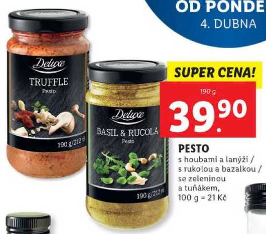 PESTO s houbami a lanýži/ s rukolou a bazalkou / se zeleninou a tuňákem, 190 g